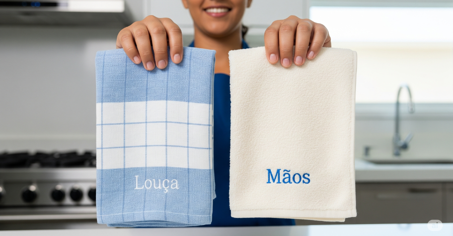 Panos de prato para louça e mãos