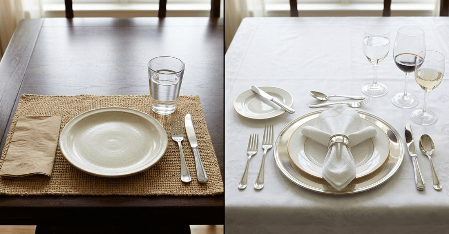 posição dos talheres na mesa